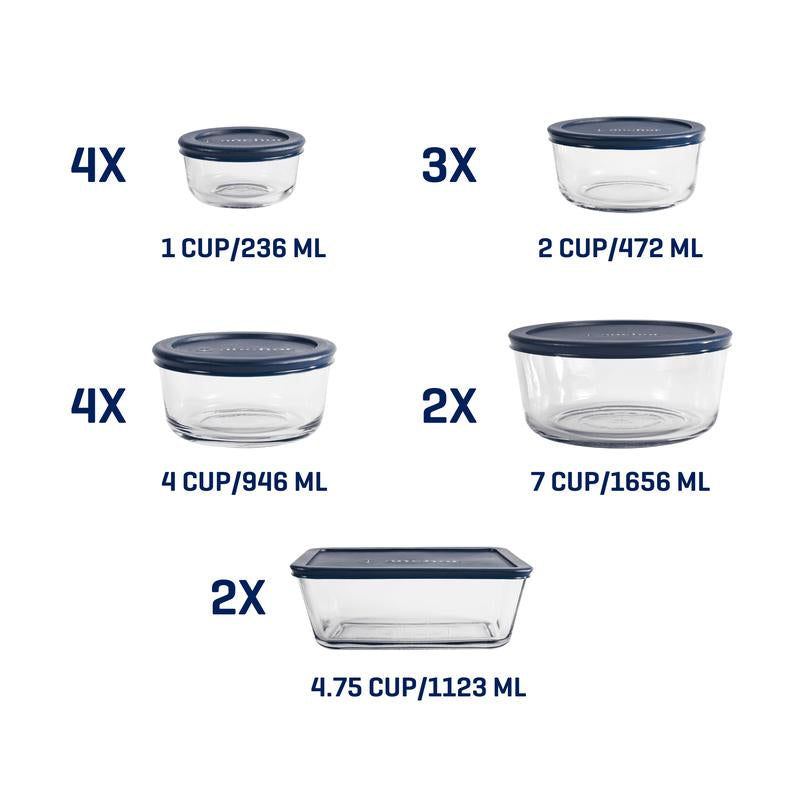 Anchor Hocking Glass Food Storage Containers with Lids, 30 Piece Set