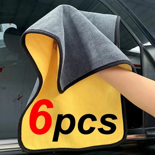 1/2/6pcs Microfiber Cleaning Towel Thicken Soft Drying Cloth Car Body