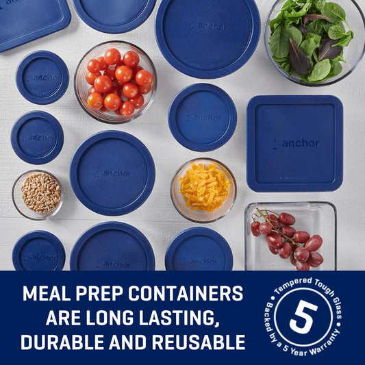 Anchor Hocking Glass Food Storage Containers with Lids, 30 Piece Set